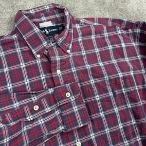 Ralph Lauren Moore Plaid Button Down Shirt Size Medium Long Sleeve 100% Cotton